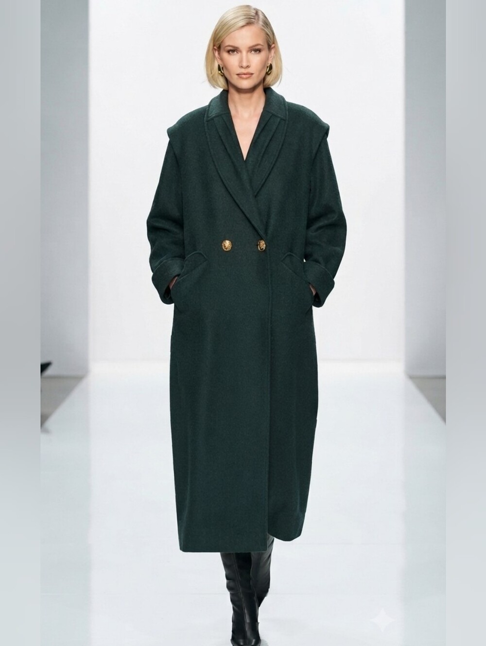 Donnybrook Vintage Forest Green Wool Blend Statement Trench Coat 22W